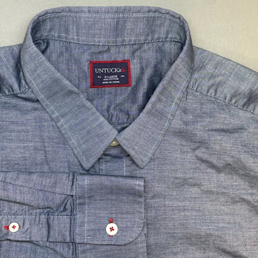 UNTUCKit X-Large Grey Long Sleeve Shirt 100% Cotton